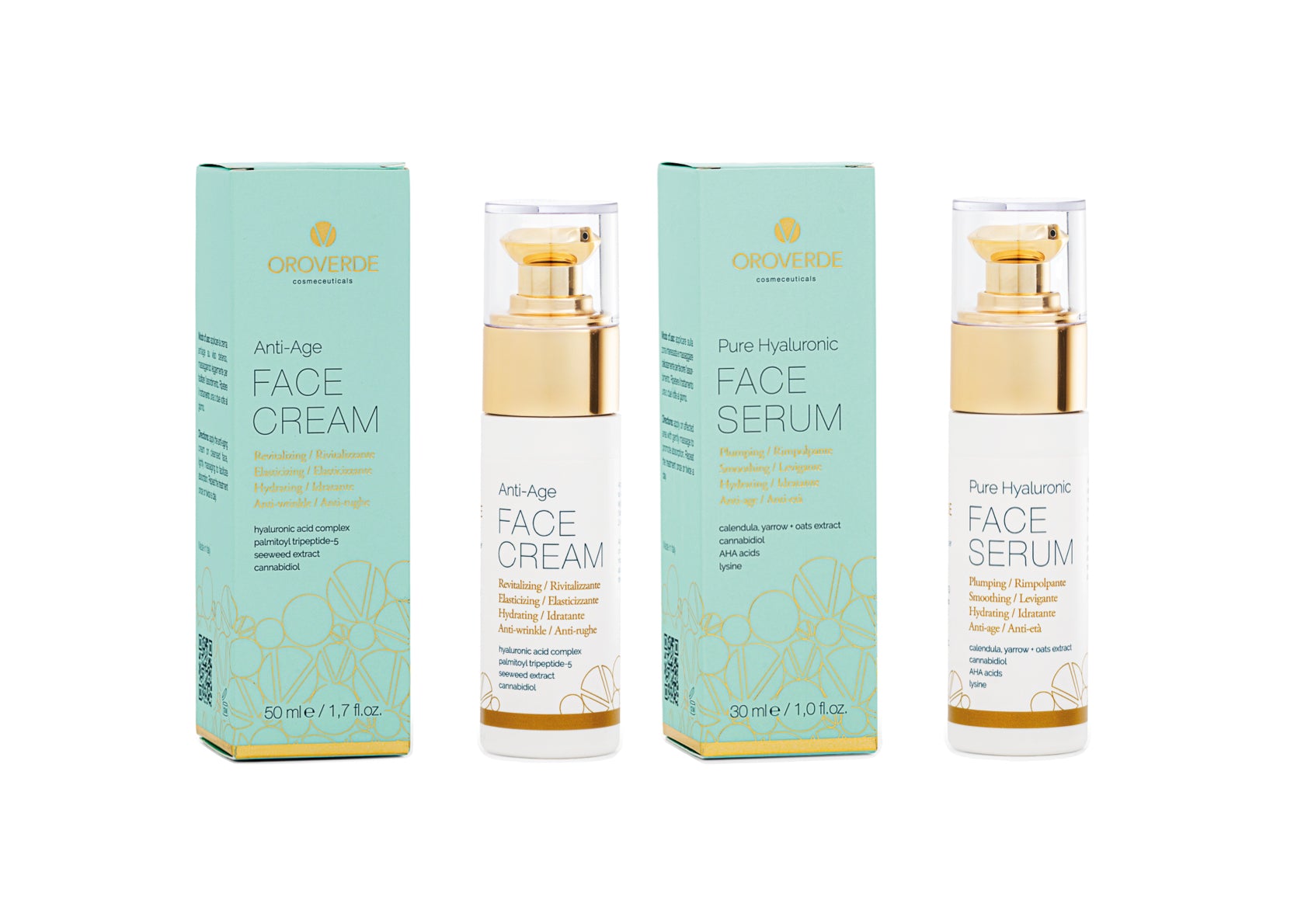 set crema si ser anti age cu acid hialuronic calendula si cbd